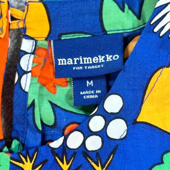Marimekko For Target Girls Sleeveless Blouse Size Medium Retro Floral Blue Orang - Picture 3 of 9